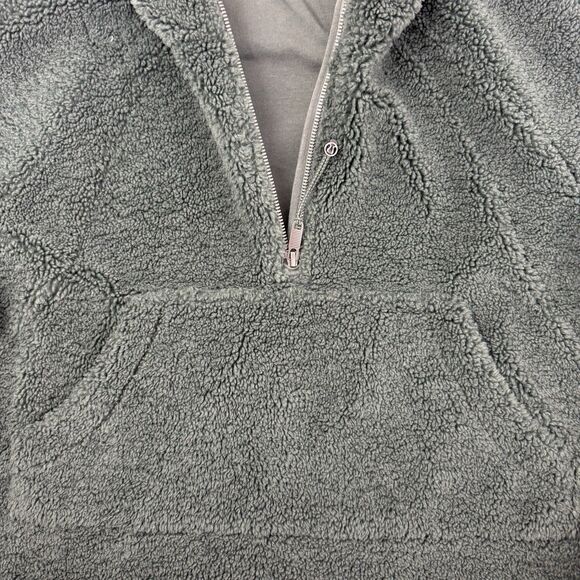 Lululemon Scuba Oversized Half-Zip Fleece Hoodie Size M/L Sherpa Green Cropped - Picture 6 of 14